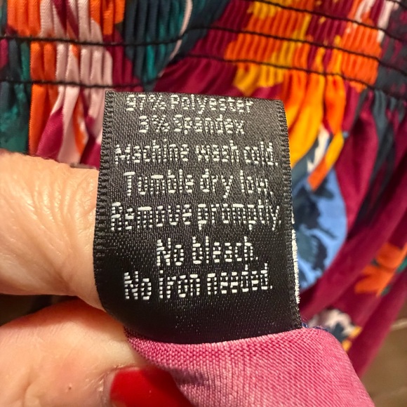 Lildy Large XL Floral Midi sun Dress Pink Orange Hawaiian tropical coverup beach - Picture 9 of 9